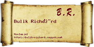 Bulik Richárd névjegykártya